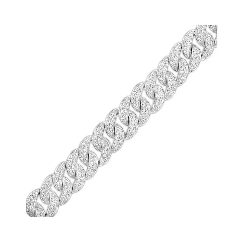 10K White Gold 2 CT.T.W. Round Cut Lab Created Diamond Cuban Curb Chain for Men