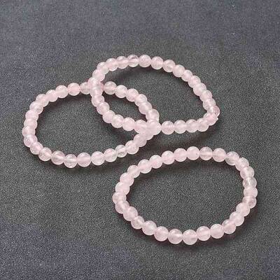 Natural Rose Quartz Beaded Stretch Bracelets