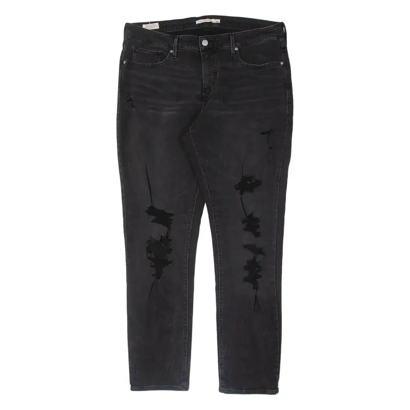 LEVI'S 643 Big E Distressed Womens Jeans Black Regular Skinny W36 L32