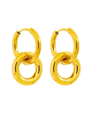 Silver Hoops Earrings - Double Circle