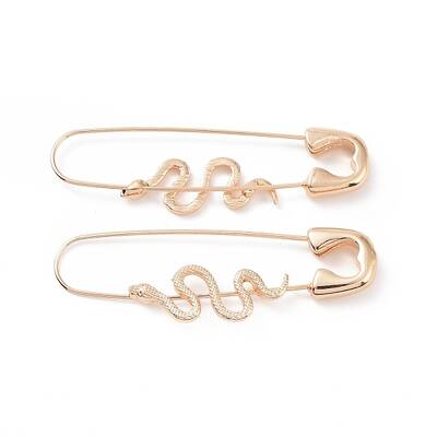 Alloy Safety Pin with Snake Hoop Earrings for Women