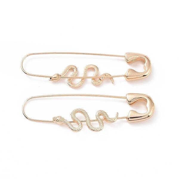 Alloy Safety Pin with Snake Hoop Earrings for Women