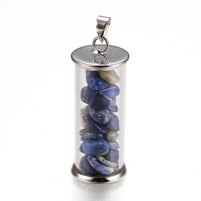 Alloy & Glass Wish Bottle Pendants