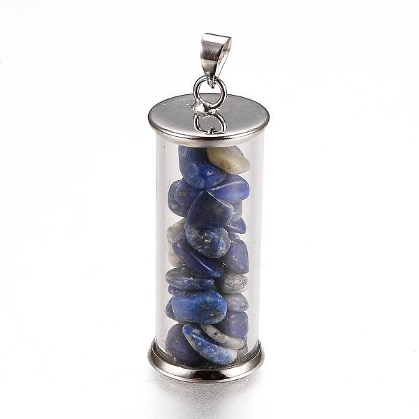 Alloy & Glass Wish Bottle Pendants