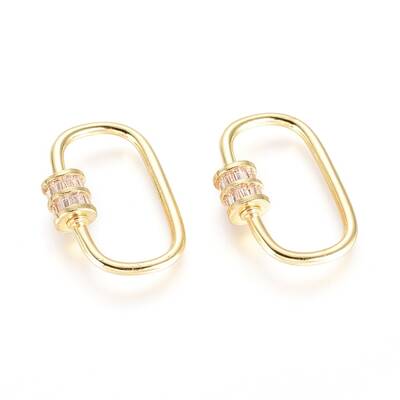 Brass Micro Pave Cubic Zirconia Screw Carabiner Lock Charms