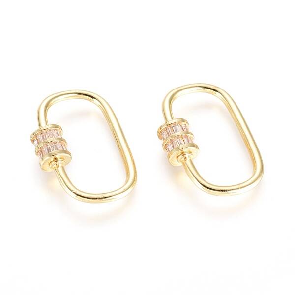 Brass Micro Pave Cubic Zirconia Screw Carabiner Lock Charms