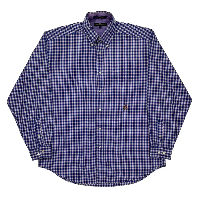 Tommy Hilfiger Checked Shirt - Large Blue Cotton