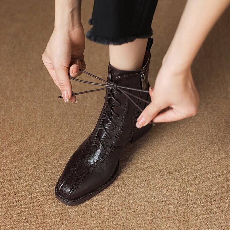 CHIKO Agoyoanye Round Toe Block Heels Ankle Boots
