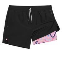 2 in 1 Stretch Short Lined Bichrome Gym Shorts Workout Clothes Women - Elastic Waistband, Drawcord, Two Mesh Side Pockets, So...