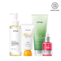 [Anua Official Shop] Spotless Sun Set | Double Cleansing Duo + dark spot correcting serum + SPF, sunscreen, no white cast, ni...