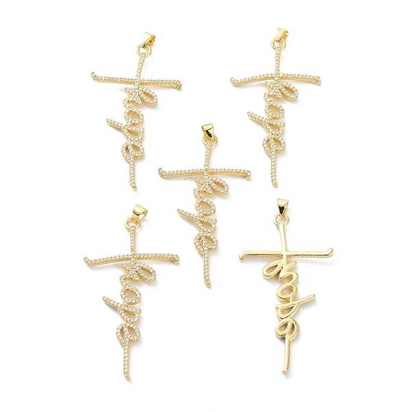 Brass Micro Pave Clear Cubic Zirconia Pendants