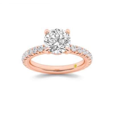 Embers Three Quarter Coverage Hidden Halo Round Lab Grown Diamond Engagement Ring | 18K Rose Gold 2 7/8 CT. TW.