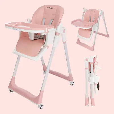 Cochildor Leg Rest Dining Chair Foldable Kids High Chair – Easy-Clean Dual Tray, convertible high chair,5-Point Safety Harn...
