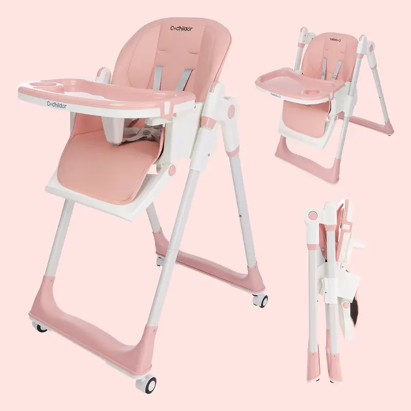 Cochildor Leg Rest Dining Chair Foldable Kids High Chair – Easy-Clean Dual Tray, convertible high chair,5-Point Safety Harn...