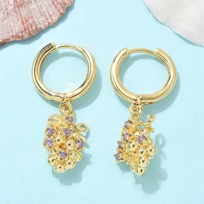 Brass Cubic Zirconia Hoop Earrings