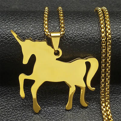 304 Stainless Steel Unicorn Pendant Necklaces