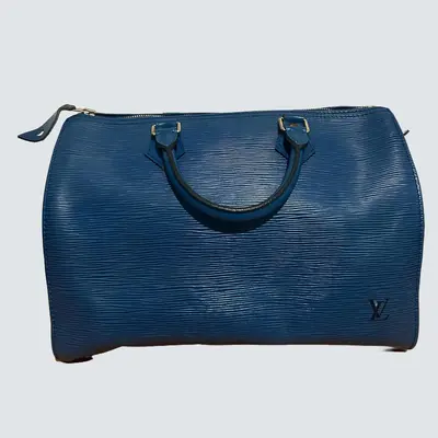 Pre-owned Louis Vuitton Epi Leather Top Handle Bags Blue Epi Speedy 30