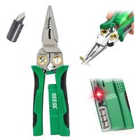 SEESE8 in 1 Wire Stripper Twister for Cutting and Pulling Wires, Cable Scissors,Voltage Tester Pliers, 12V to 250V Live,Null,...