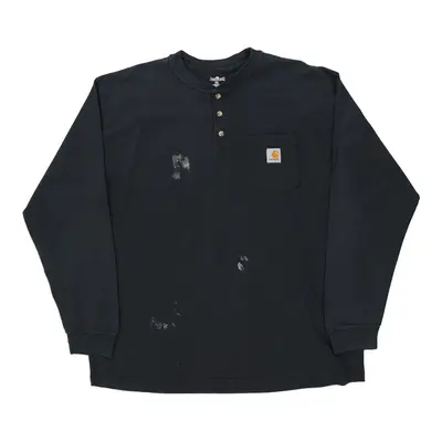 Carhartt Long Sleeve T-Shirt - XL Navy Cotton
