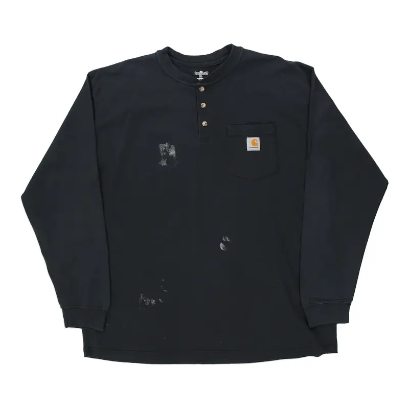 Carhartt Long Sleeve T-Shirt - XL Navy Cotton
