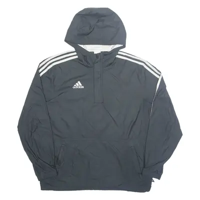 ADIDAS Pullover Mens Anorak Jacket Black Hooded M