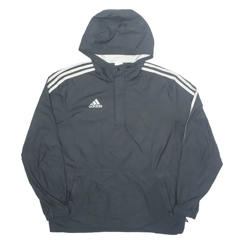 ADIDAS Pullover Mens Anorak Jacket Black Hooded M