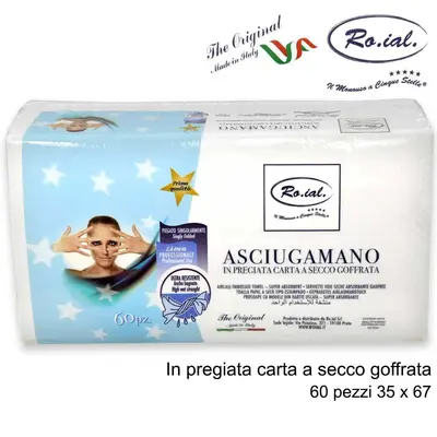 Roial Asciugamano Carta Secco Goffrata 60 Pezzi 35 X 67 Cm 5 Stelle