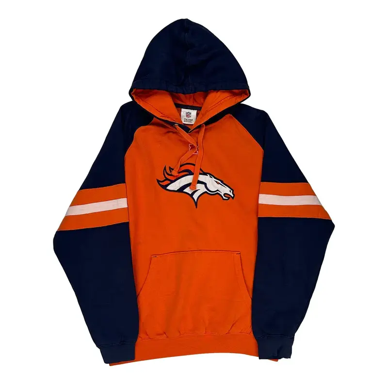 Denver Broncos N.F.L. Team Apparel Graphic Hoodie - Large Orange Cotton Blend