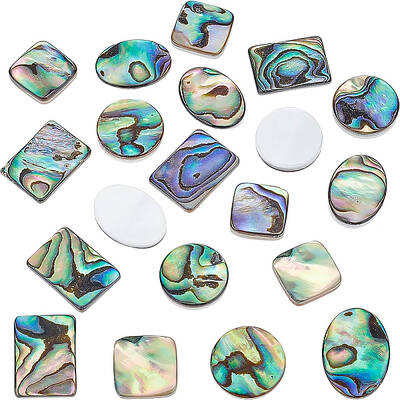 BENECREAT 16Pcs 4 Style Natural Abalone Shell Beads