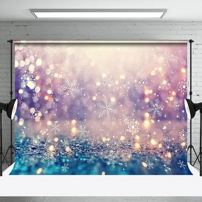 Aperturee Bokeh White Snowflake Light Winter Photo Backdrop - Aperturee