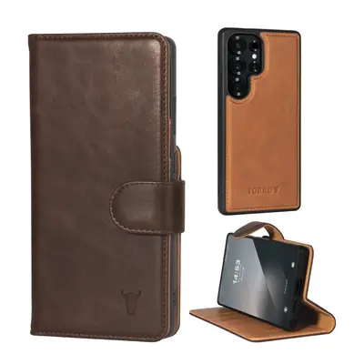 Samsung Galaxy S25 Ultra 2-in-1 Detachable Leather Wallet Case (Qi2/MagSafe Charging) - TORRO Signature / Dark Brown