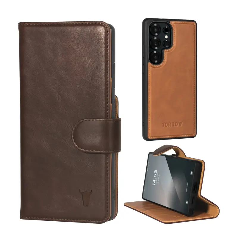 Samsung Galaxy S25 Ultra 2-in-1 Detachable Leather Wallet Case (Qi2/MagSafe Charging) - TORRO Signature / Dark Brown