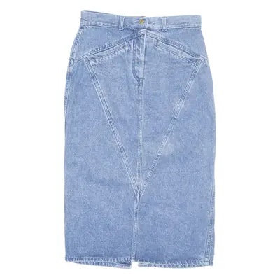 Womens Straight Skirt Blue Midi Denim XS
