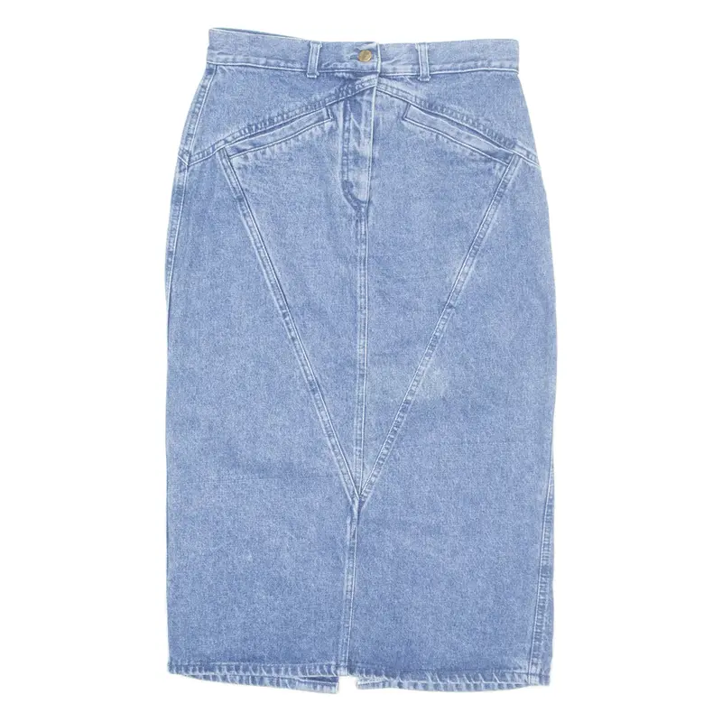 Womens Straight Skirt Blue Midi Denim XS