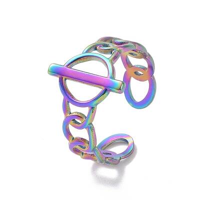 Ion Plating(IP) 304 Stainless Steel Buckle Shape Open Cuff Ring