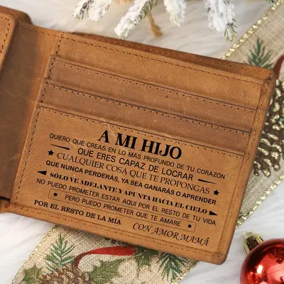 DUJO Handmade Head Layer Cowhide Leather Wallet for Boys - Classic and fashionable design,Son's Birthday Gift，Boys' Gifts�...