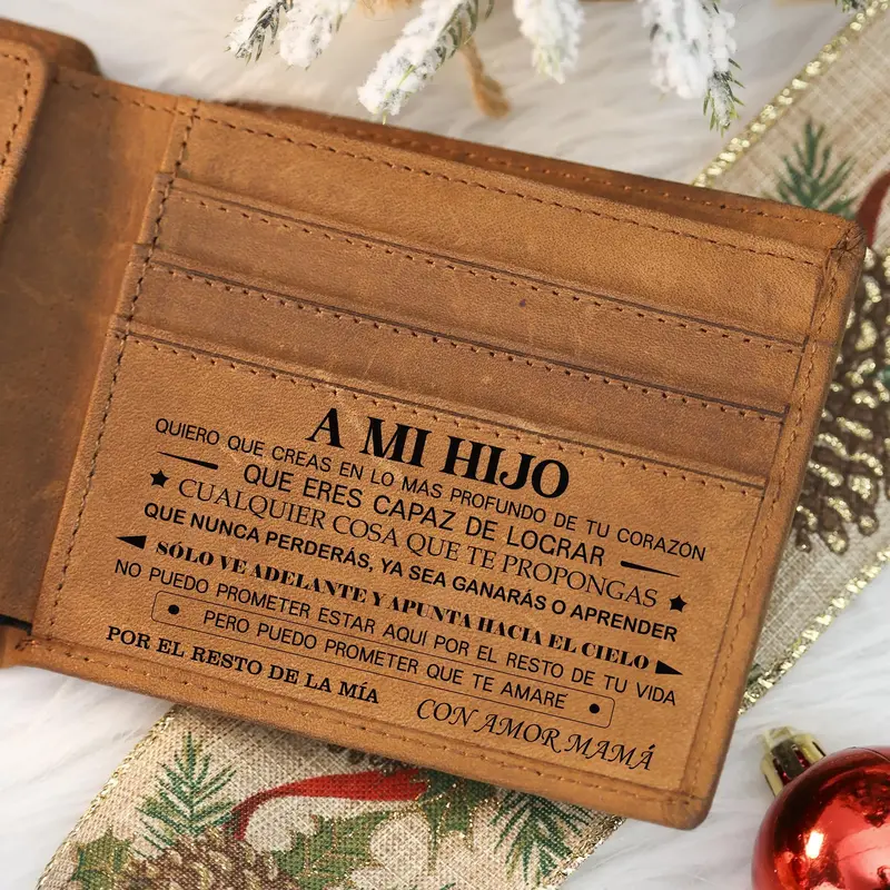 DUJO Handmade Head Layer Cowhide Leather Wallet for Boys - Classic and fashionable design,Son's Birthday Gift，Boys' Gifts�...