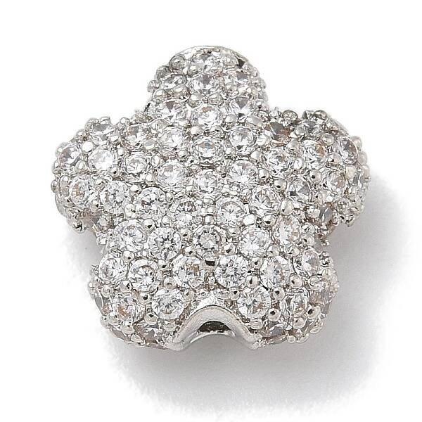 Rack Plating Brass Micro Pave Cubic Zirconia Beads