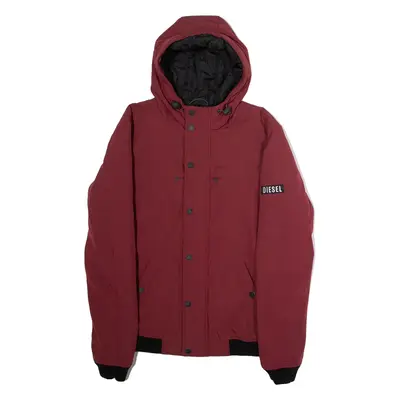 DIESEL Mens Jacket Maroon Hooded S