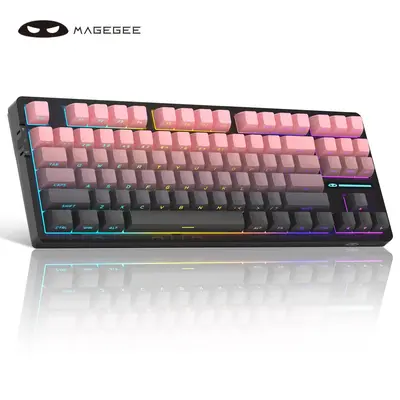MageGee Light87 Wireless Gasket Mechanical Gaming Keyboard, 75% Gasket Hot Swappable Keyboard with 3 Connection Modes, Side ...