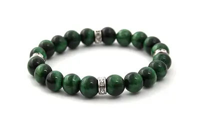 Beneto MINK117 Green Tiger Eye Bead Bracelet - Length: 17cm
