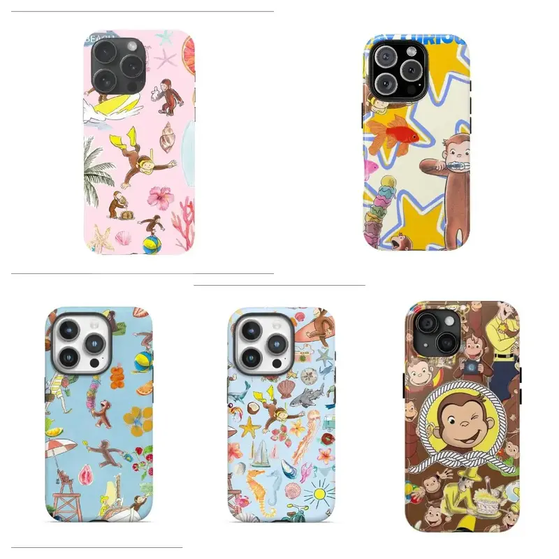 Colorful Curious George Phone Case - Childhood Favorite Cartoon | Classic Children's Book Phone Cover for Samsung iPhone Cute...
