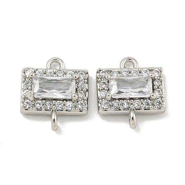 Brass Pave Clear Cubic Zirconia Connector Charms
