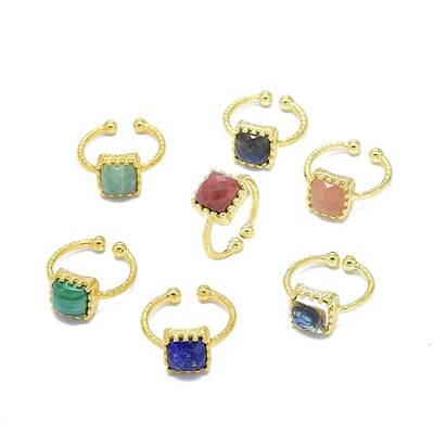 Adjustable Natural Gemstone Finger Rings