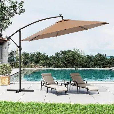 【FathersDayGift】10FT Offset Patio Umbrella Hanging Cantilever Umbrella Outdoor Sun Shade with Wind Vent & Adjustment 0-45...