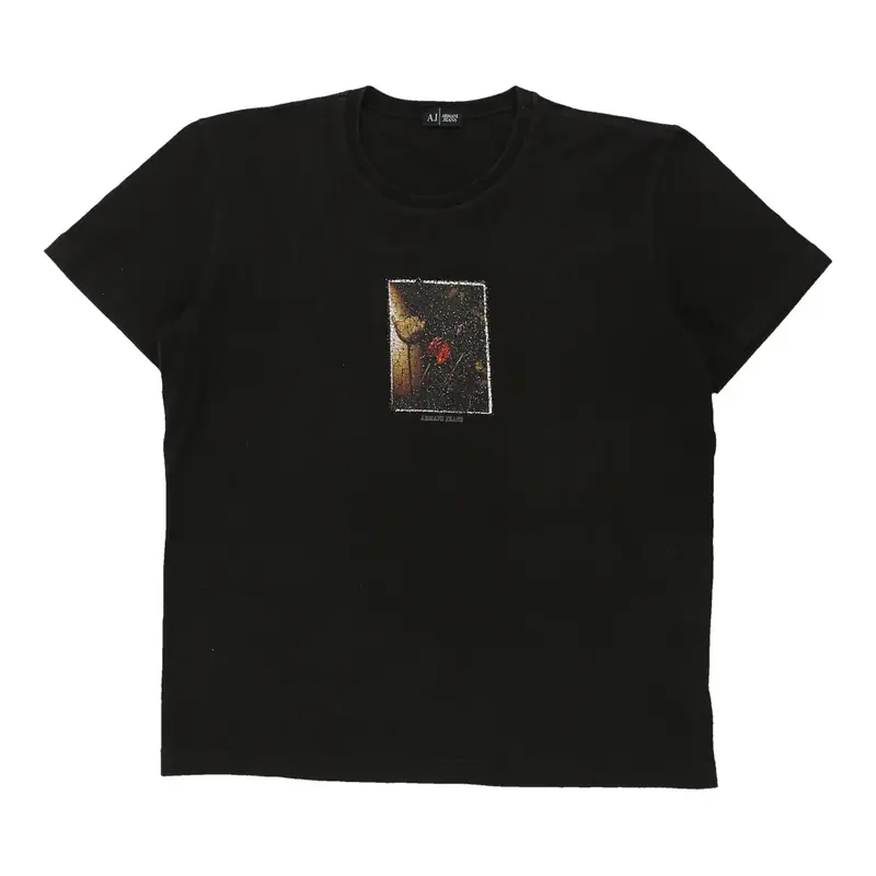 Armani Jeans Graphic T-Shirt - Large Black Cotton | Size: large