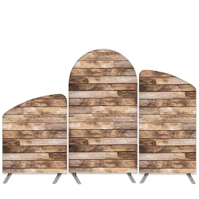 Aperturee Nature Wood Theme Light Brown Arch Backdrop Kit Banner | Circle Arch Backdrop Diy | Diy Round Arch Backdrop | Chiar...
