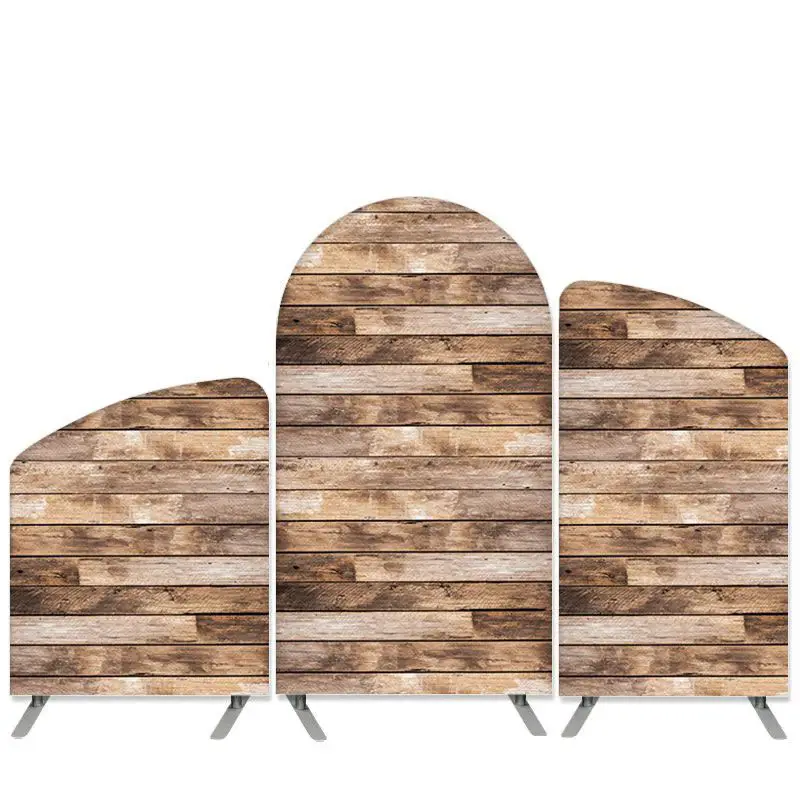 Aperturee Nature Wood Theme Light Brown Arch Backdrop Kit Banner | Circle Arch Backdrop Diy | Diy Round Arch Backdrop | Chiar...