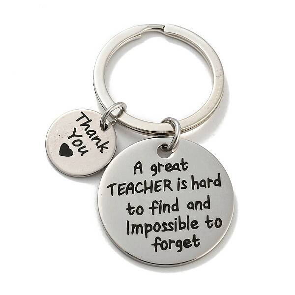 Teacher's Day Gift 201 Stainless Steel Word Thank You Keychains