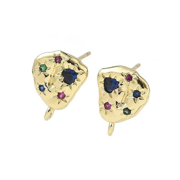 Brass Micro Pave Cubic Zirconia Stud Earring Findings